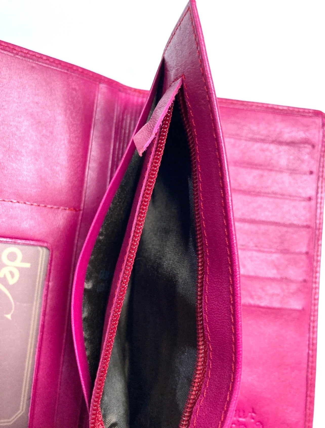 CARTIER VINTAGE MUST CC EMBOSSED LEATHER LONG WALLET BIFOLD FRANCE FUCHSIA PINK
