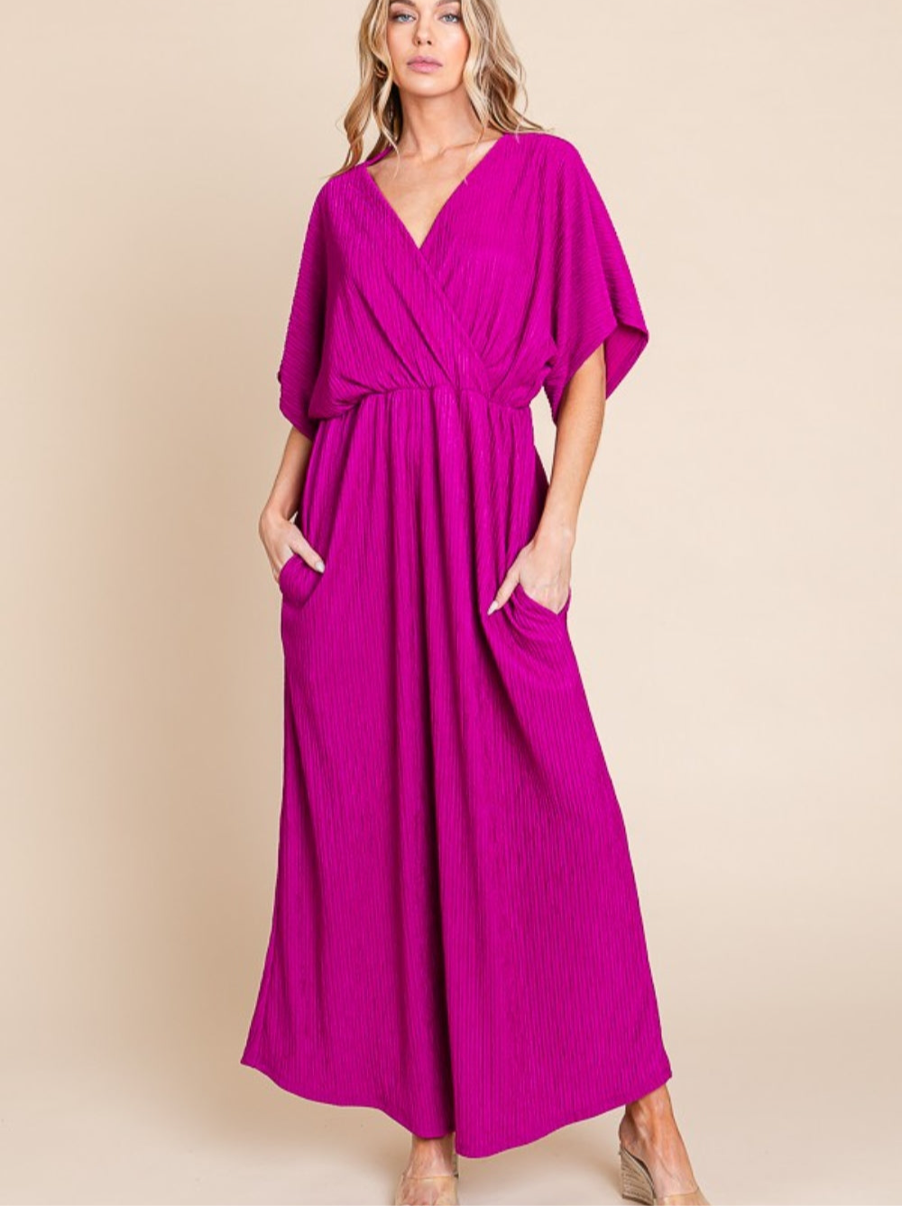 BOMBOM Surplice Maxi Dress with Pockets