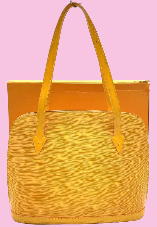 Vintage (1995) Authentic Louis Vuitton Epi Lussac Tassili Yellow Tote Bag