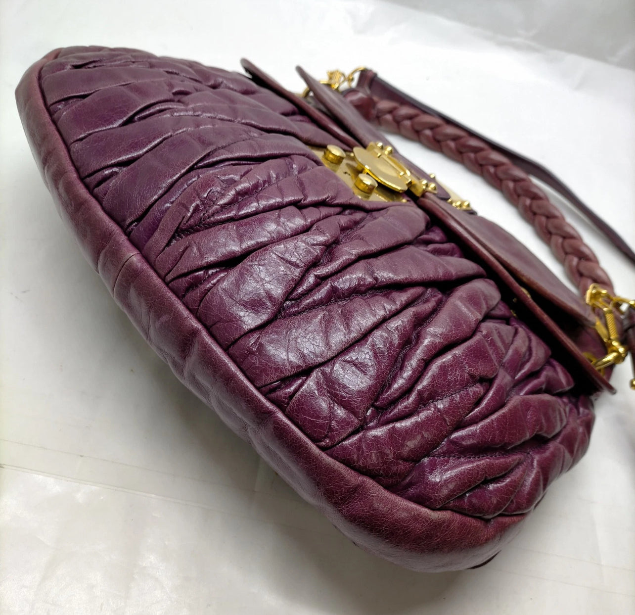Vintage Miu Miu Purple Leather Handbag
