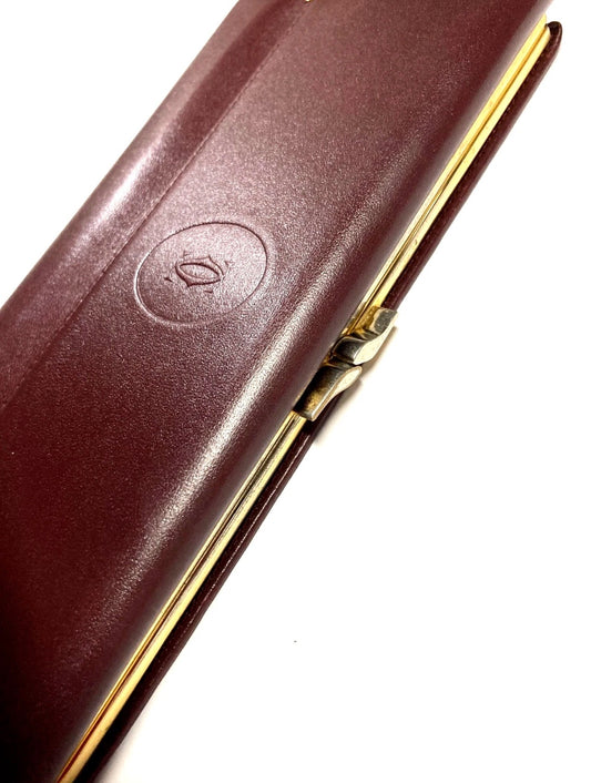 Vintage Cartier CC Emblem Leather Long Wallet