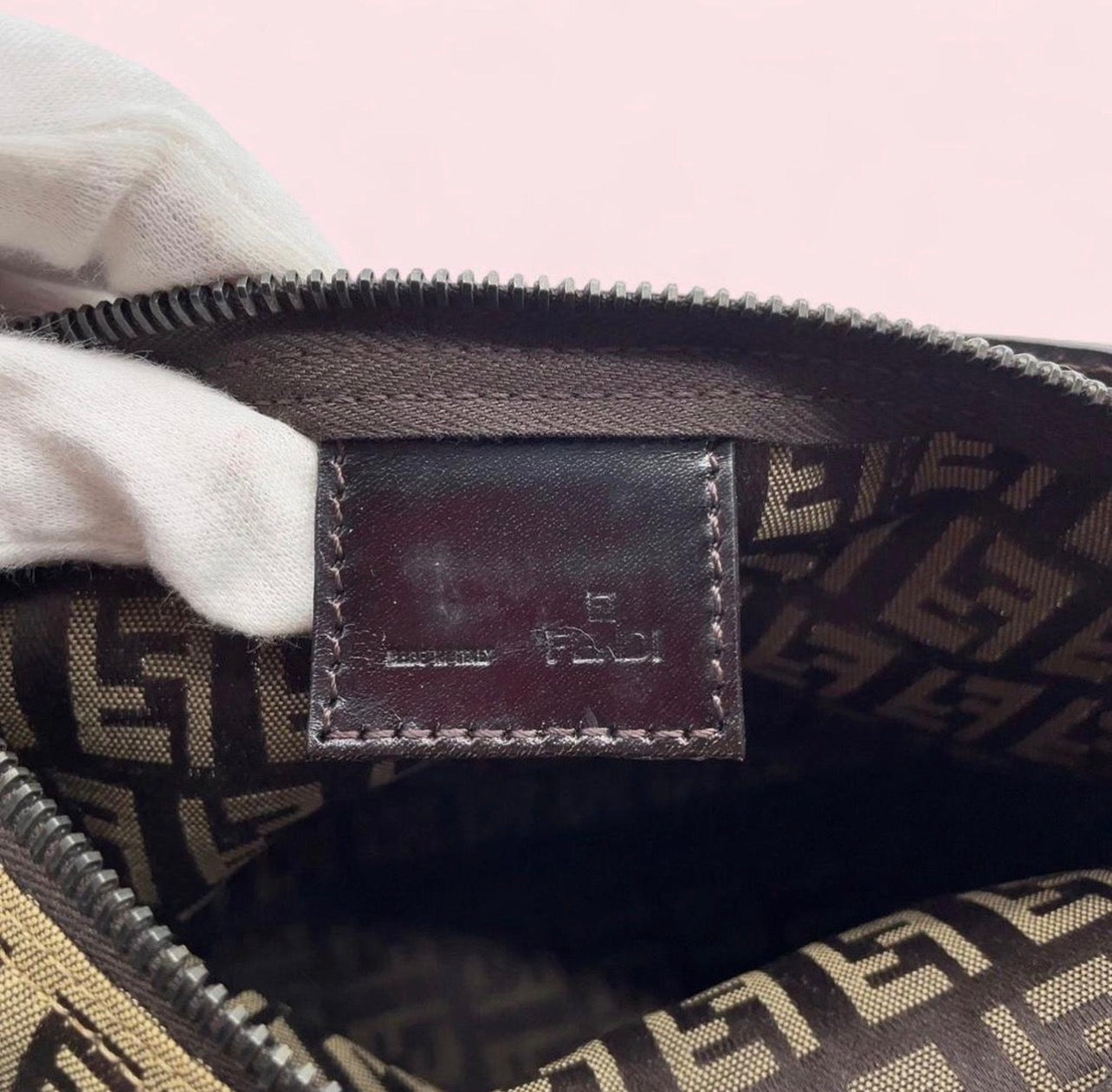 Fendi brown monogram canvas shoulder bag