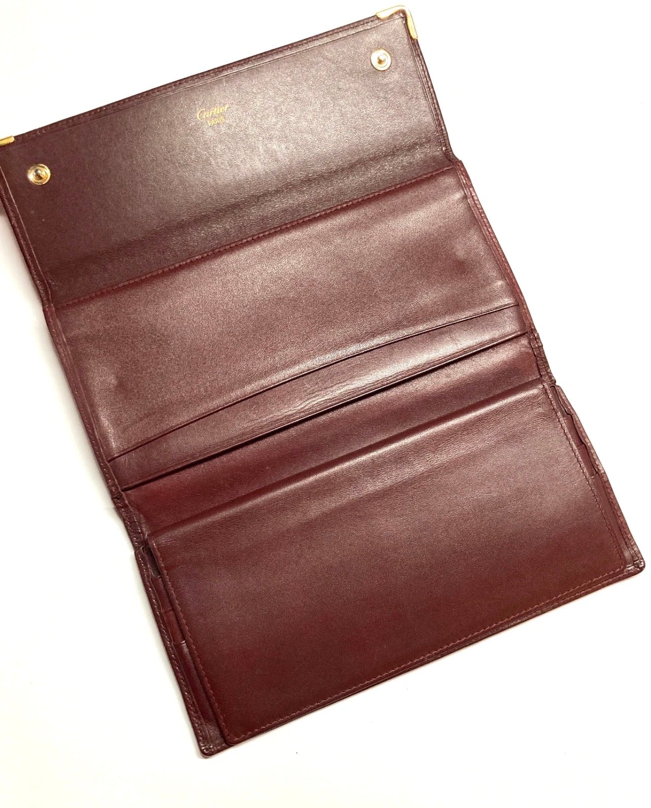 Vintage Cartier CC Emblem Leather Long Wallet