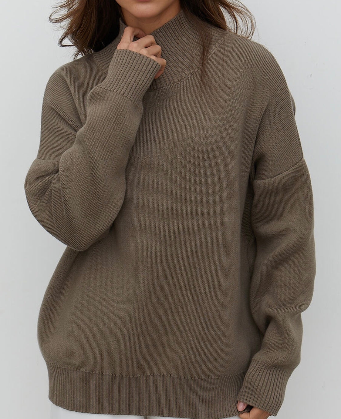 Mock Neck Dropped Shoulder Sweater