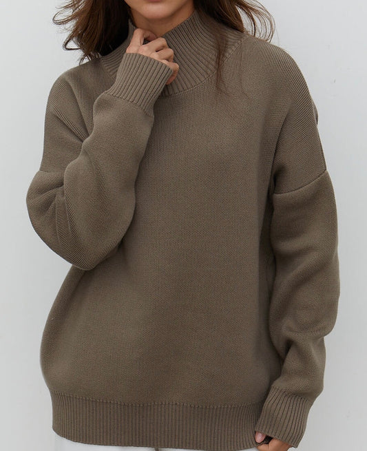 Mock Neck Dropped Shoulder Sweater