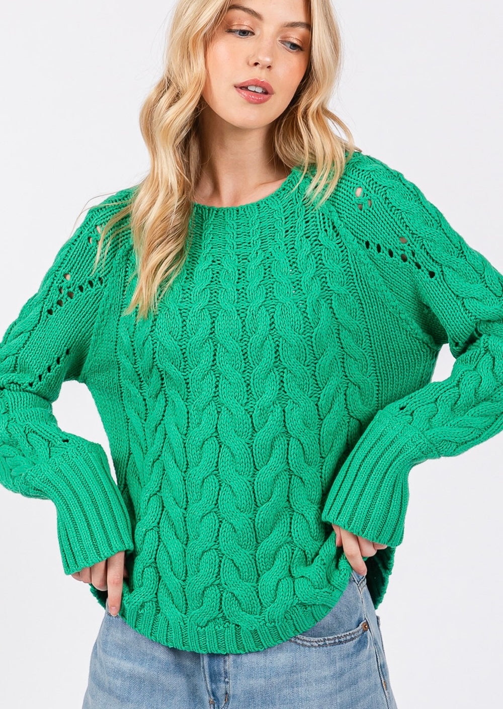 SAGE + FIG Cable-Knit Long Sleeve Sweater