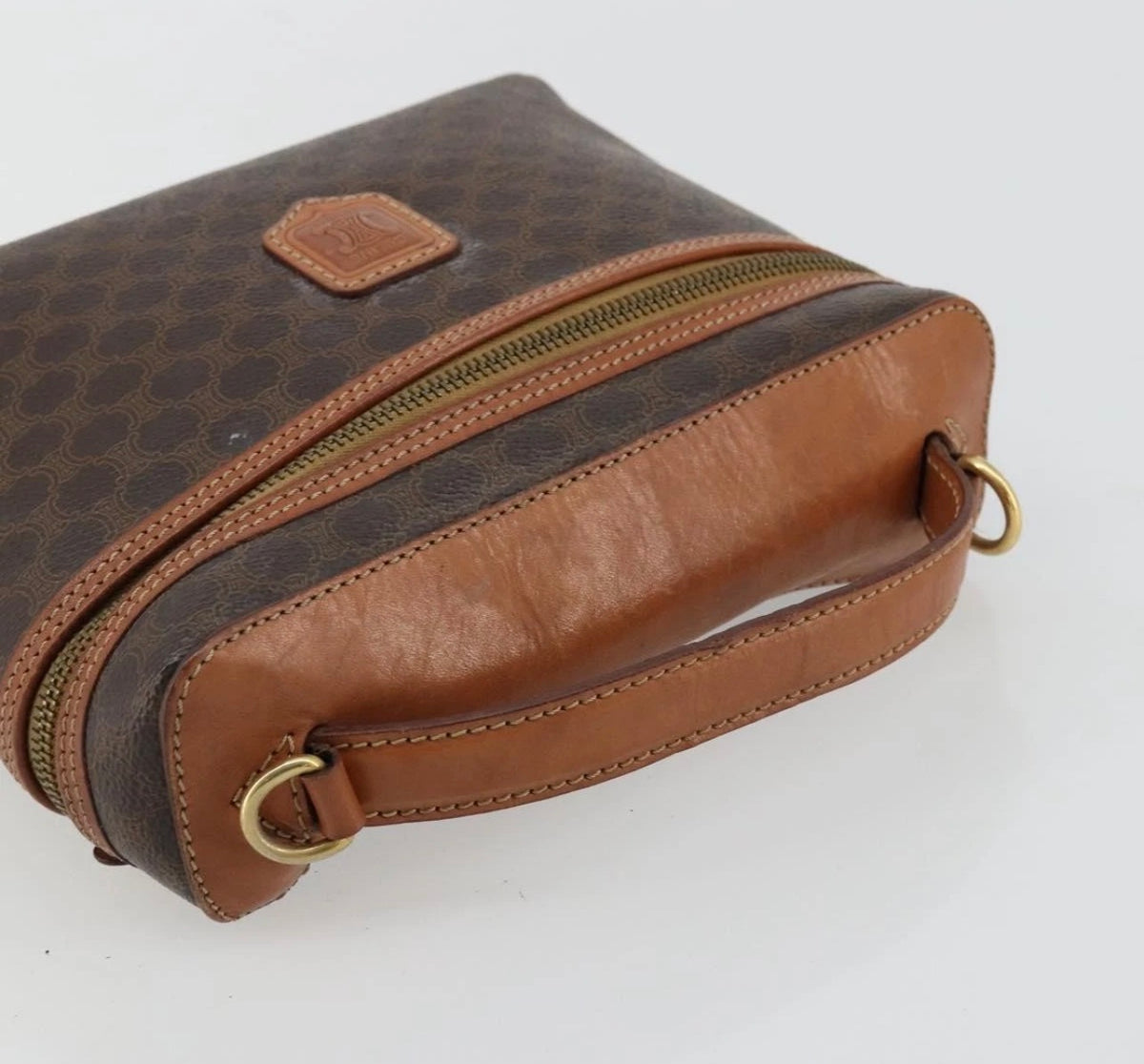 1995 CELINE Macadam Canvas Vanity Hand Bag PVC Leather