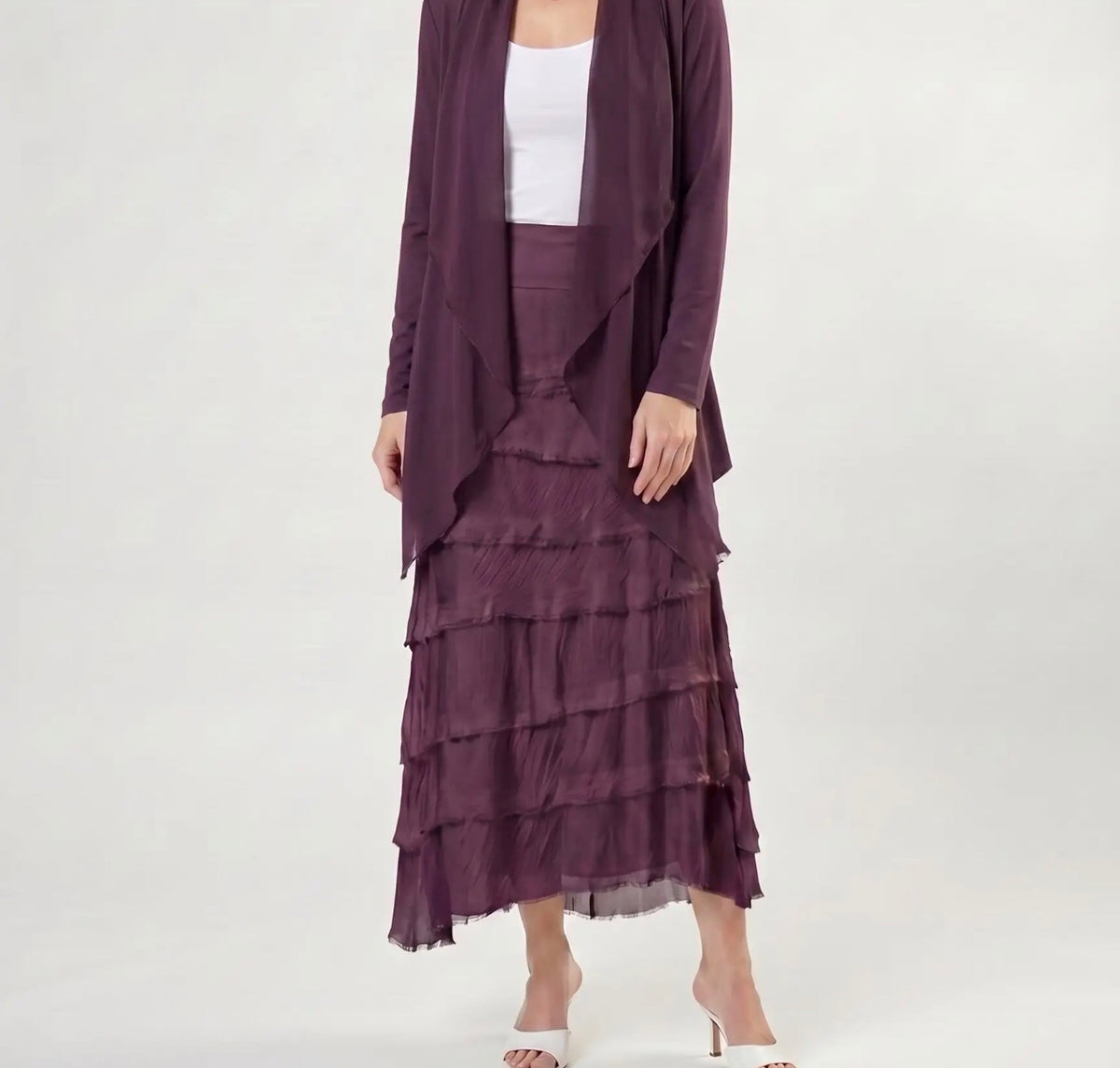 Italian Silk Ruffle Skirt (Eggplant)