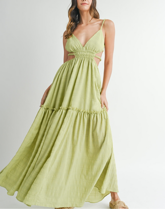 MABLE Cutout Waist Backless Maxi Dress