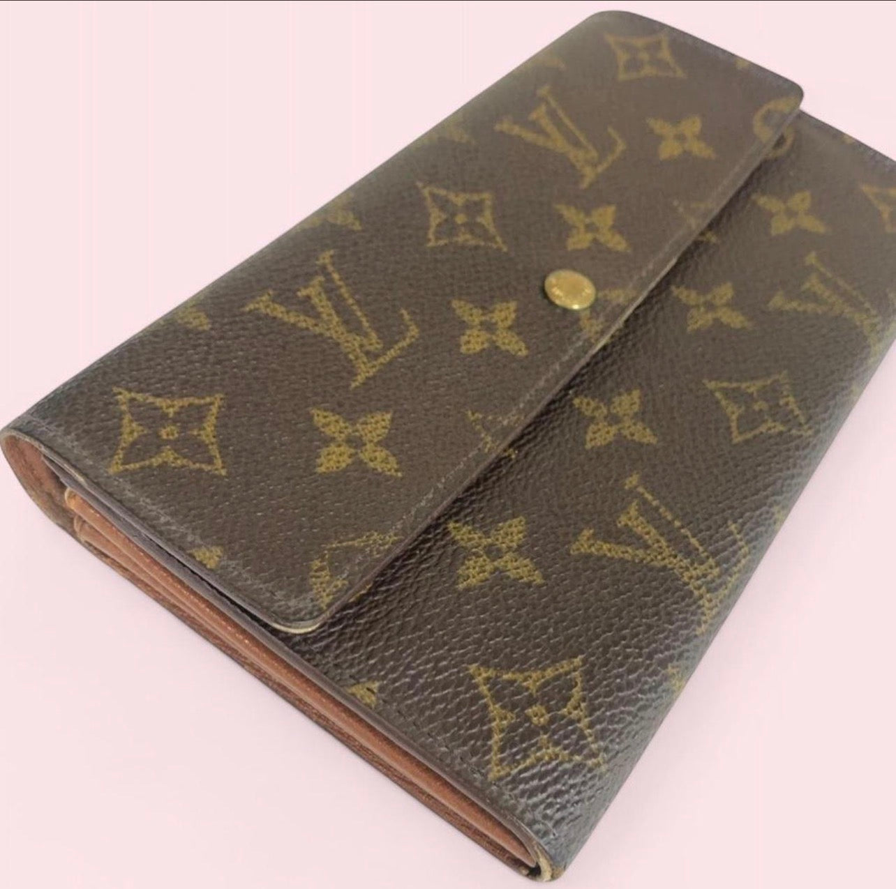 Authentic Louis Vuitton Pochette Porte Monnaie Credit Long Wallet Monogram M61725