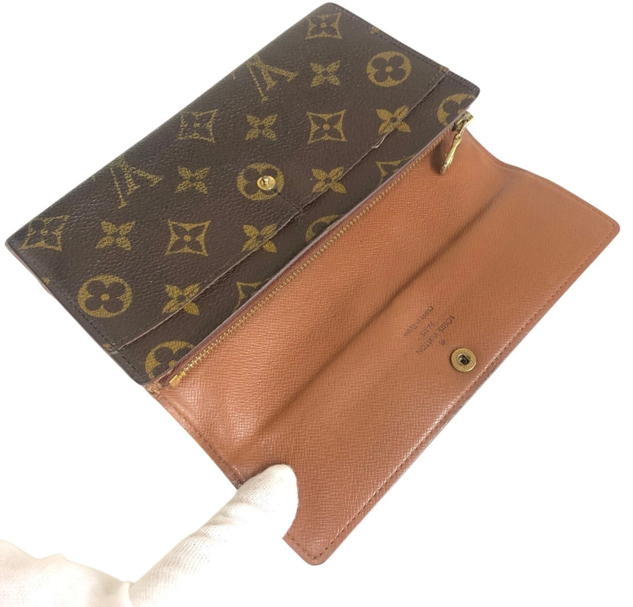 Authentic Louis Vuitton Pochette Porte Monnaie Credit Long Wallet Monogram M61725