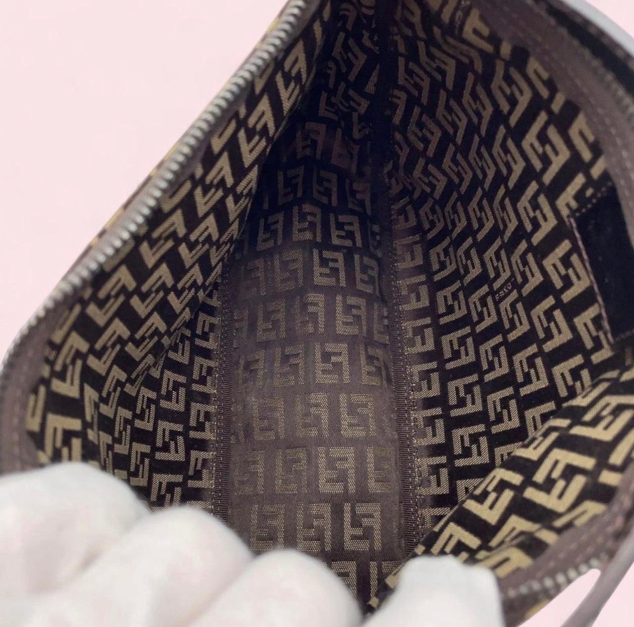 Fendi brown monogram canvas shoulder bag