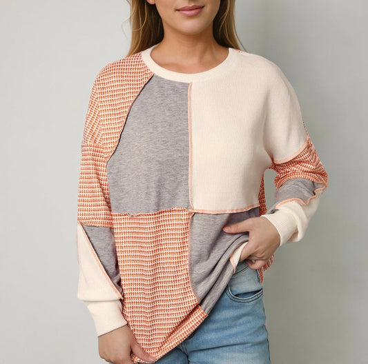 Color Block Exposed Seam Sweatshirt