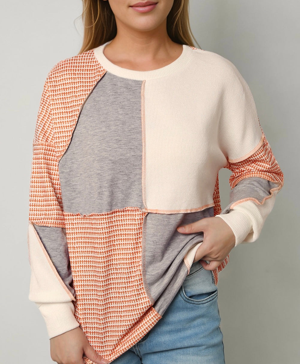 Color Block Exposed Seam Sweatshirt