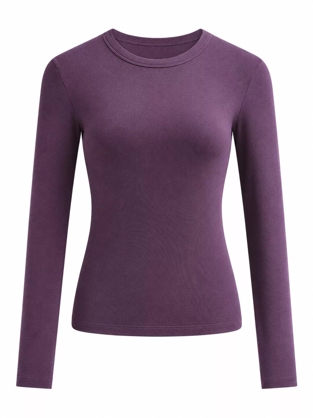 Purple slim-fit long sleeve crew neck T-shirt for plus sizes