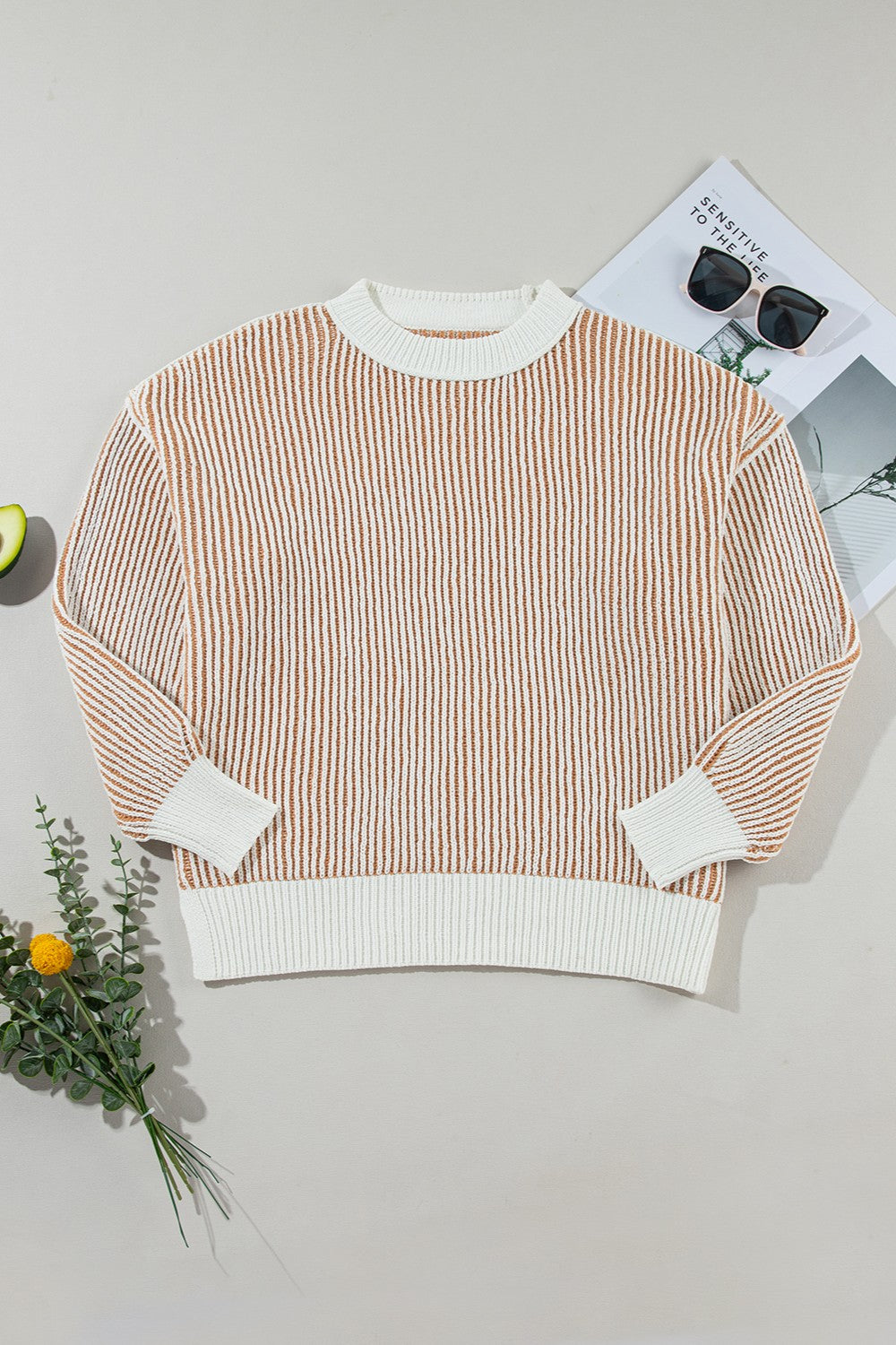 Round Neck Dropped Shoulder Sweater