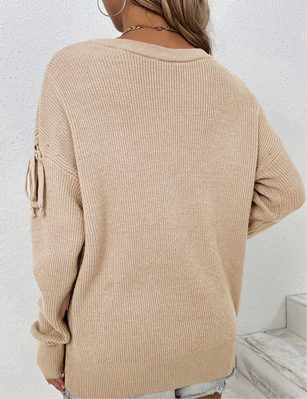 Round Neck Dropped Shoulder Sweater