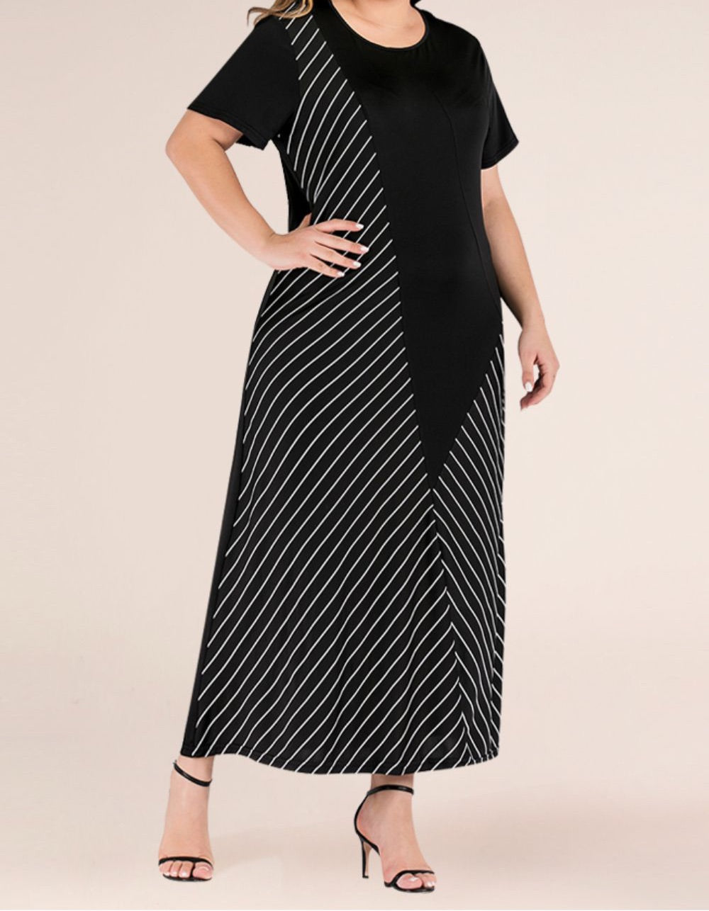 Plus Size Striped Color Block Tee Dress