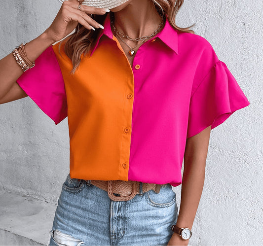 Contrast Short Sleeve Shirt