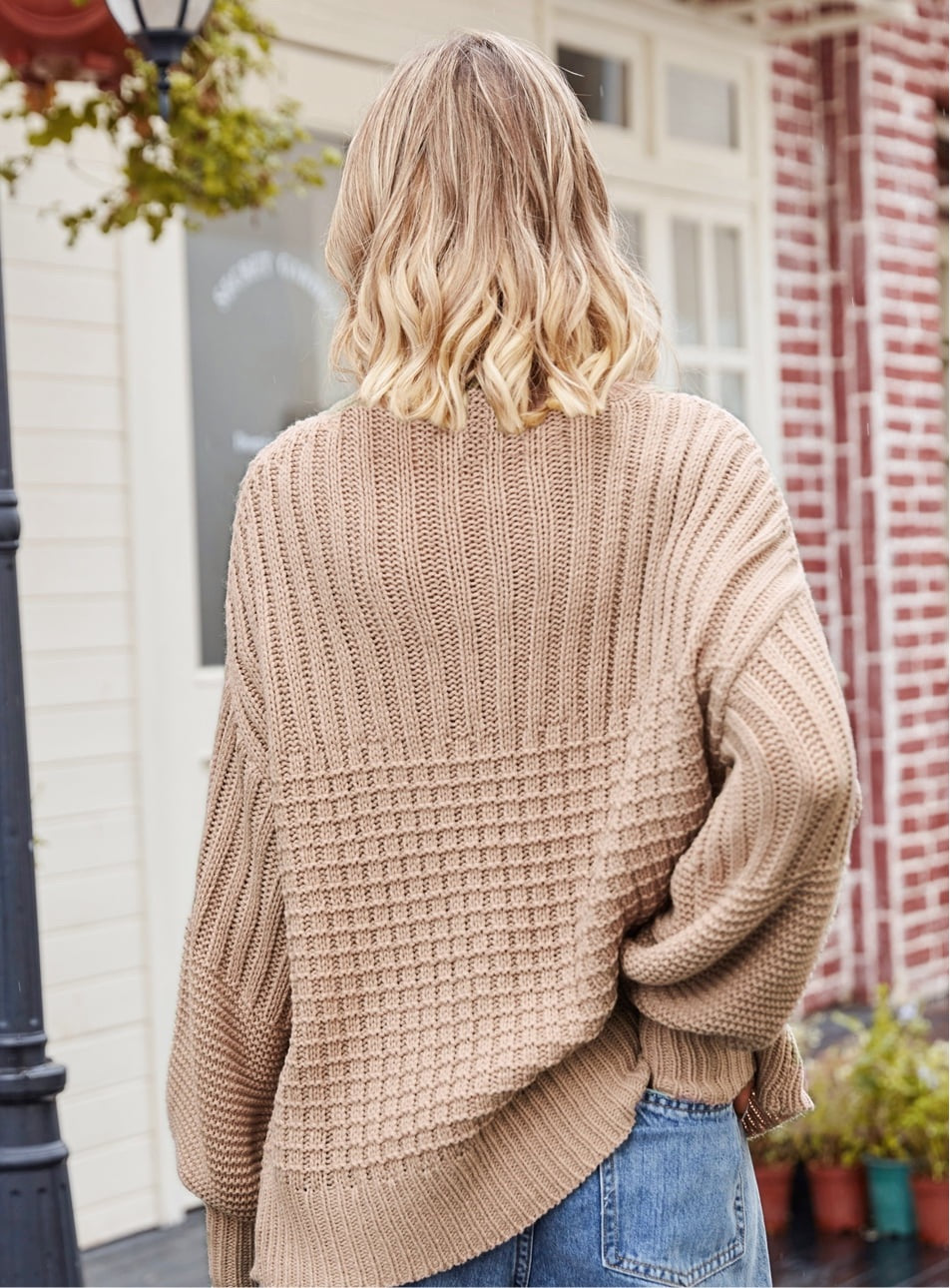 Round Neck Dropped Shoulder Sweater