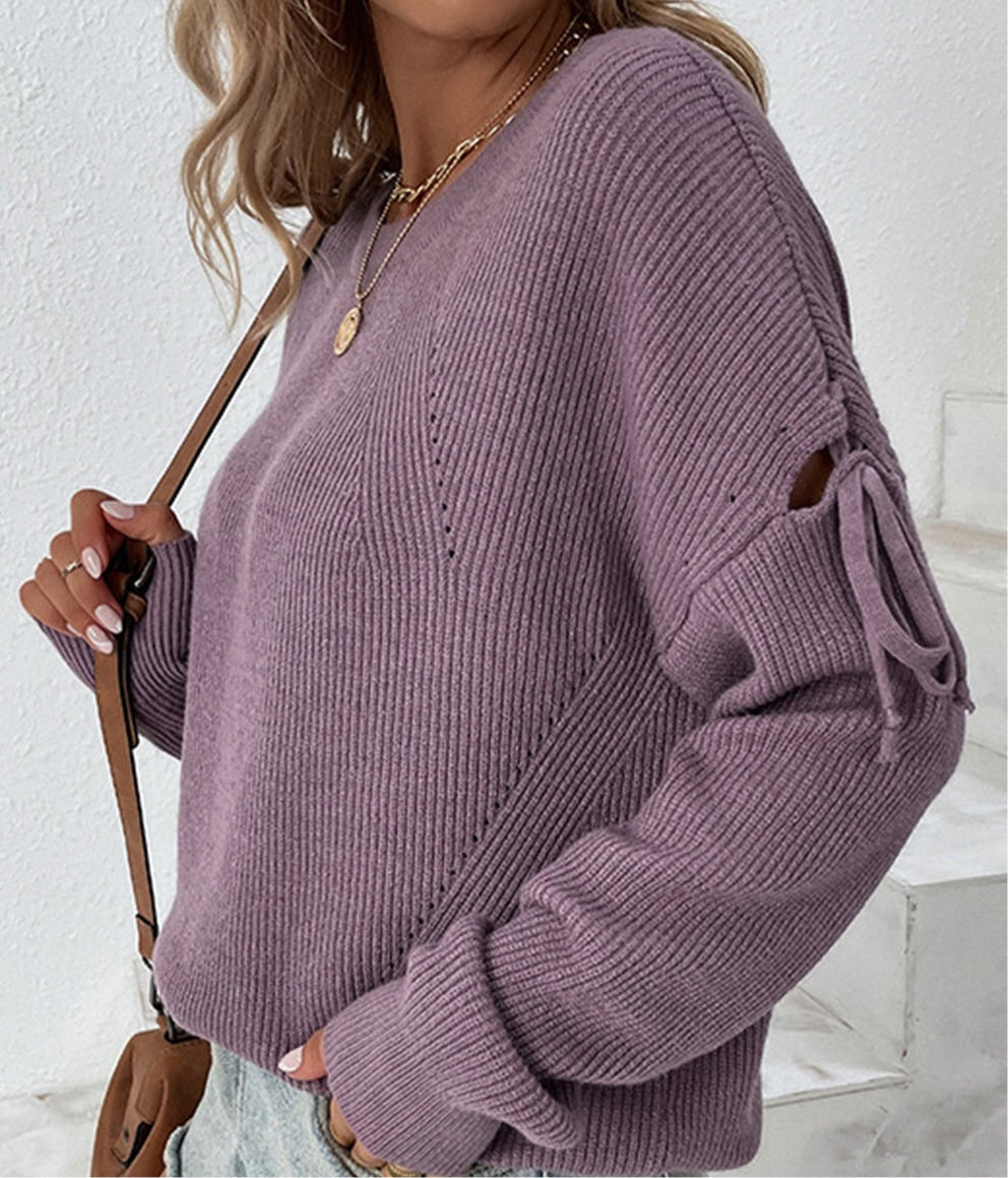 Round Neck Dropped Shoulder Sweater