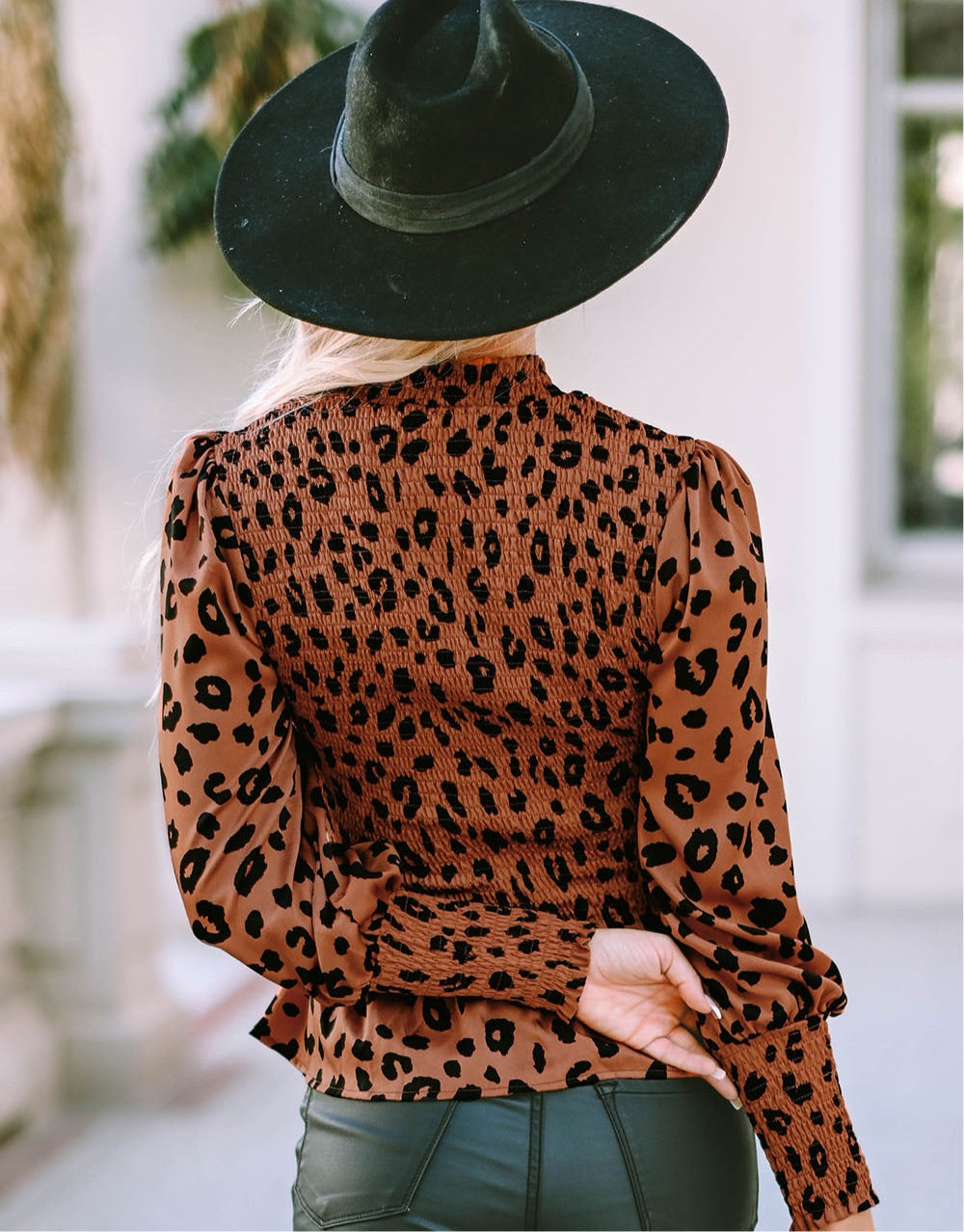 Leopard Smocked Peplum Top