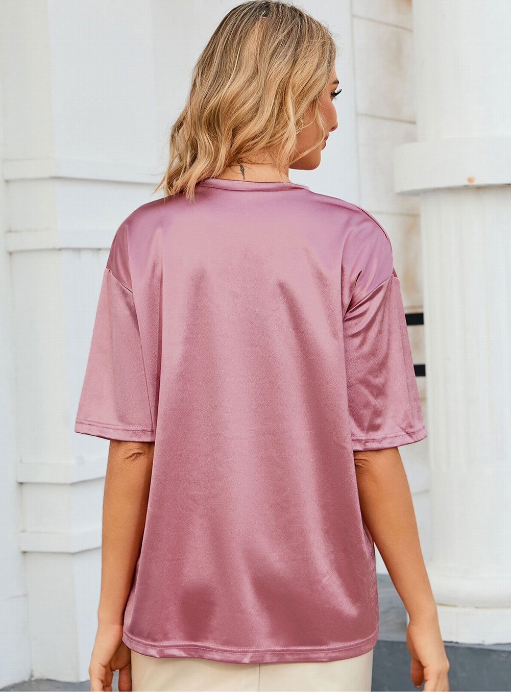 Round Neck Dropped Shoulder Top