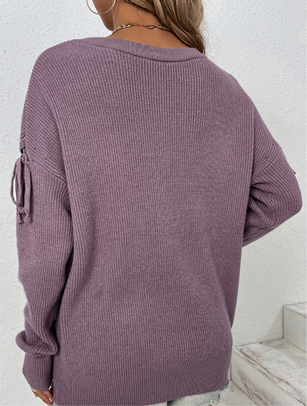 Round Neck Dropped Shoulder Sweater