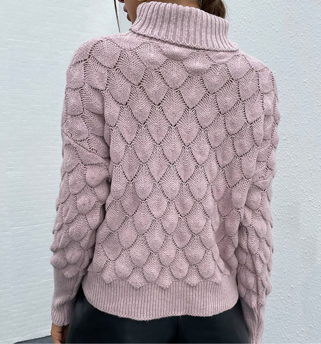 Turtle Neck Ribbed Long Sleeve Sweater