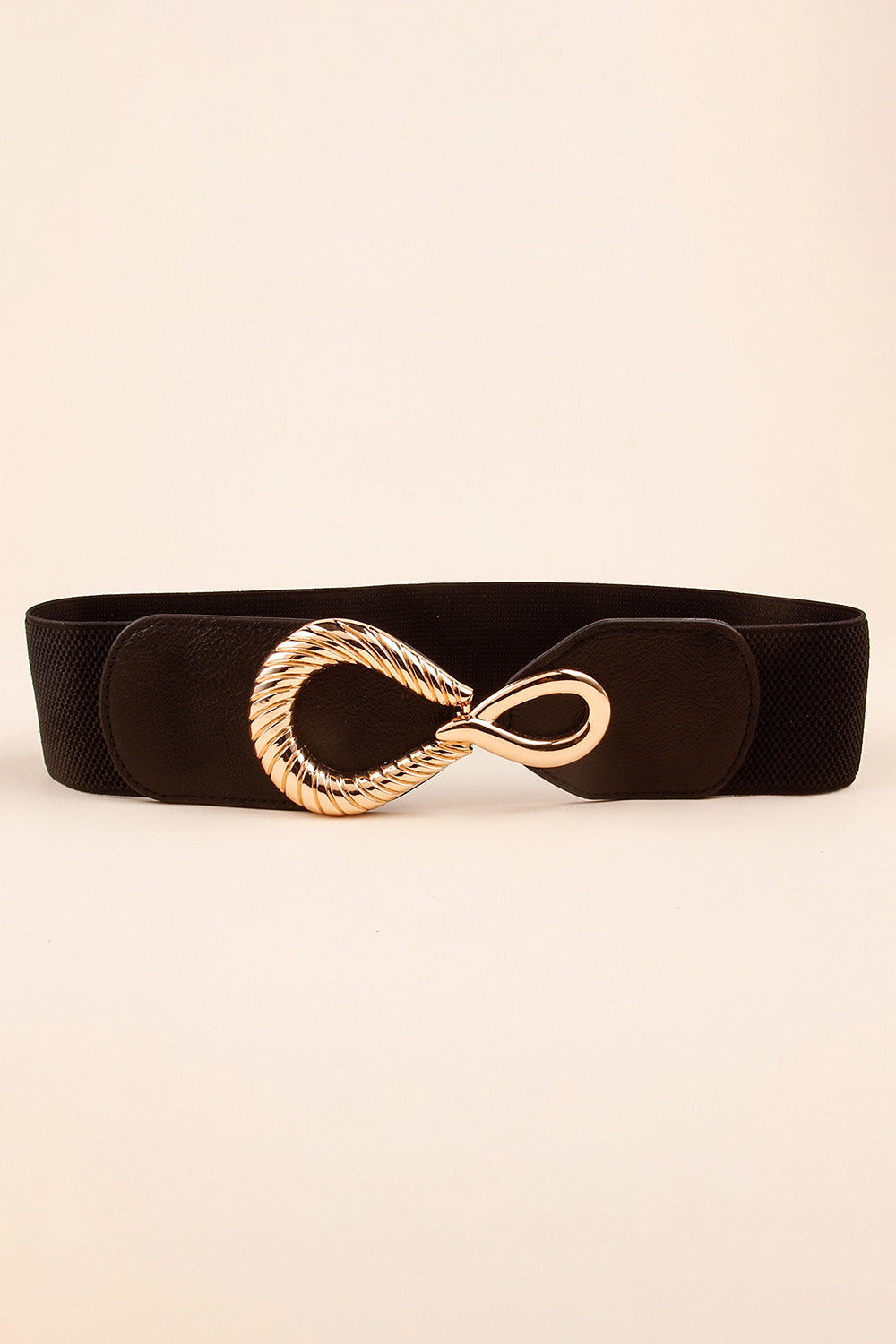 Ribbed Alloy Buckle Elastic Belt