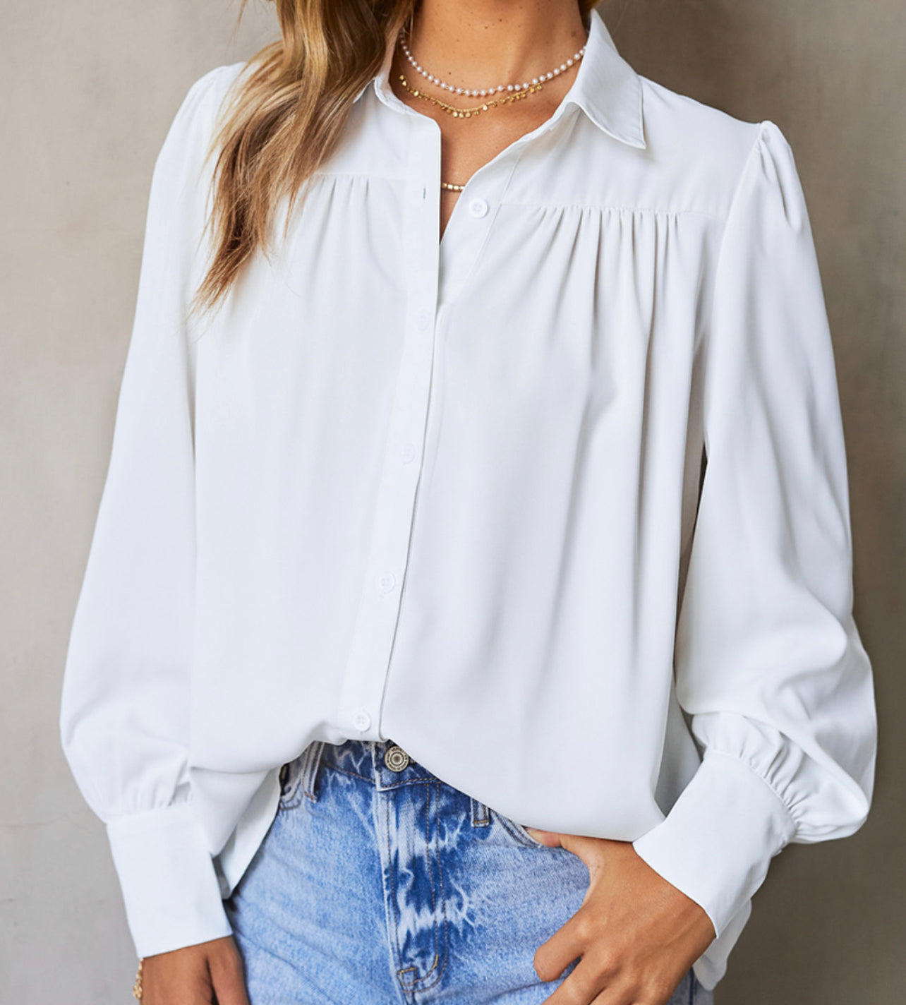 Gathered Detail Puff Sleeve Shirt