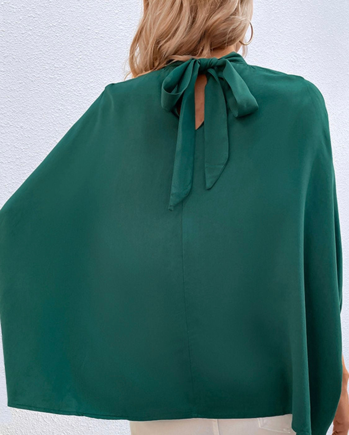 Tie Back Mock Neck Blouse