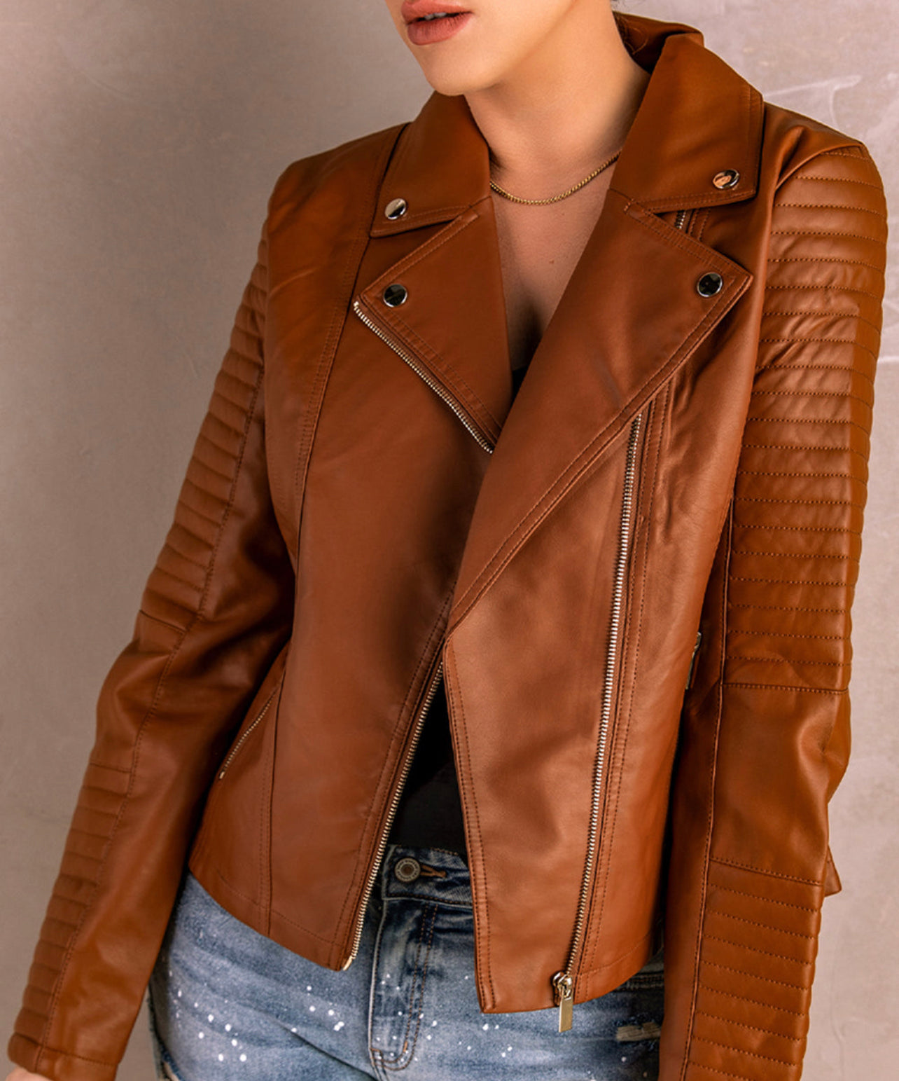 Ribbed Faux Leather Jacket