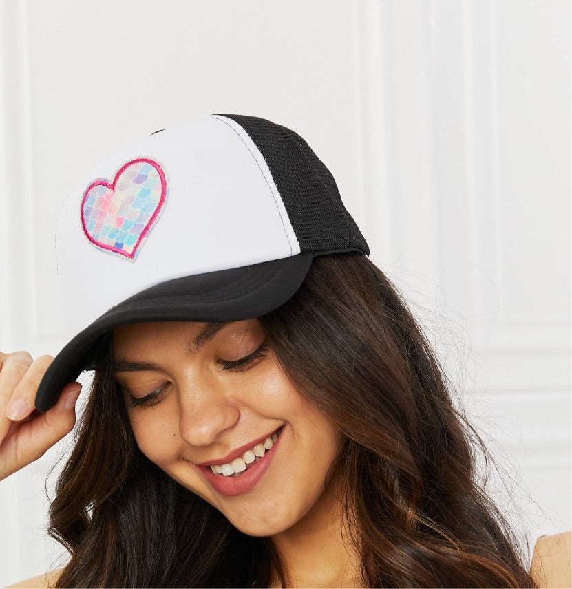 Fame Falling For You Trucker Hat in Black