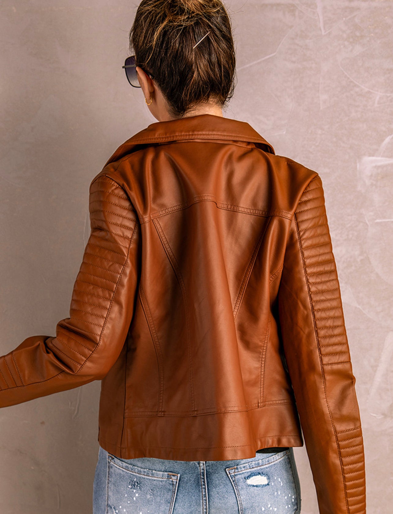 Ribbed Faux Leather Jacket