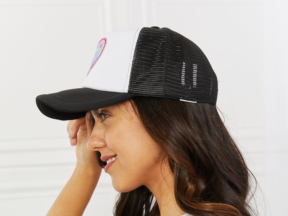 Fame Falling For You Trucker Hat in Black