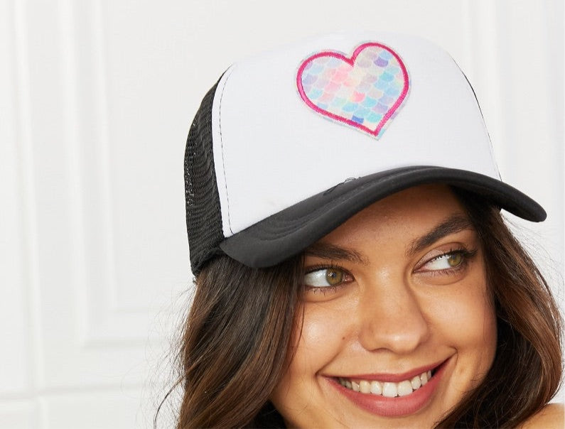 Fame Falling For You Trucker Hat in Black