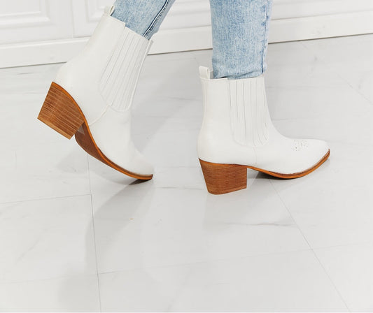 MMShoes Love the Journey Stacked Heel Chelsea Boot in White